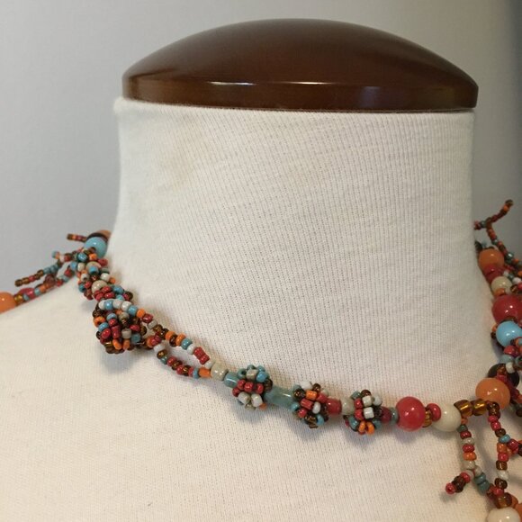 Coral Reef Inspired Beadwork Necklace Made in Italy - Picture 5 of 10
